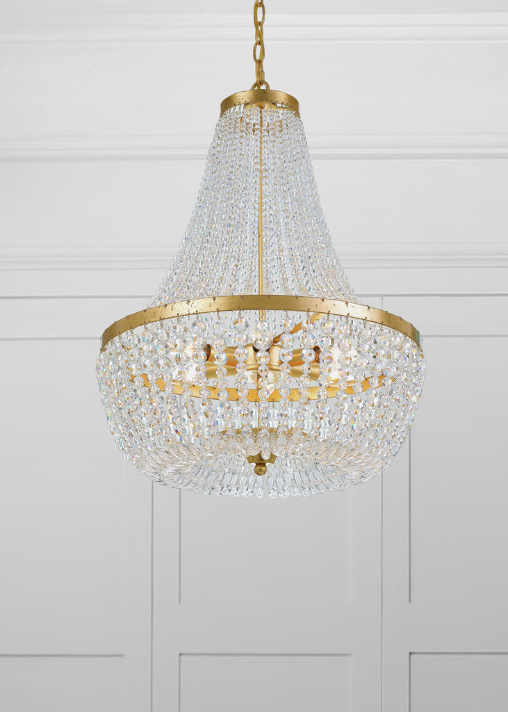 Vintage Boho 6 Light Chandelier in Antique Gold | Lifestyle View