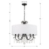 Central Park Chic 5 Light Chandelier | Crystal Jewels, Silk Drum Shade | Item Dimensions