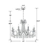 Transitional Chandelier Polished Chrome Crystal Light Fixture | Item Dimensions