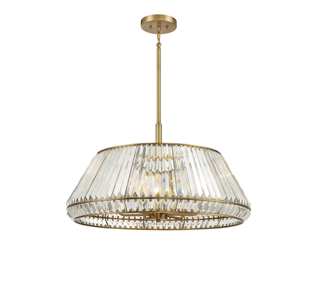 Beverly Hills Glamour 6 Light Pendant in Warm Brass Finish | Alternate View