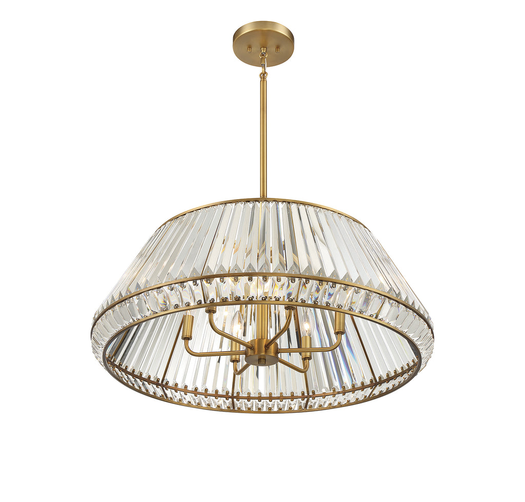 Beverly Hills Glamour 6 Light Pendant in Warm Brass Finish | Alternate View