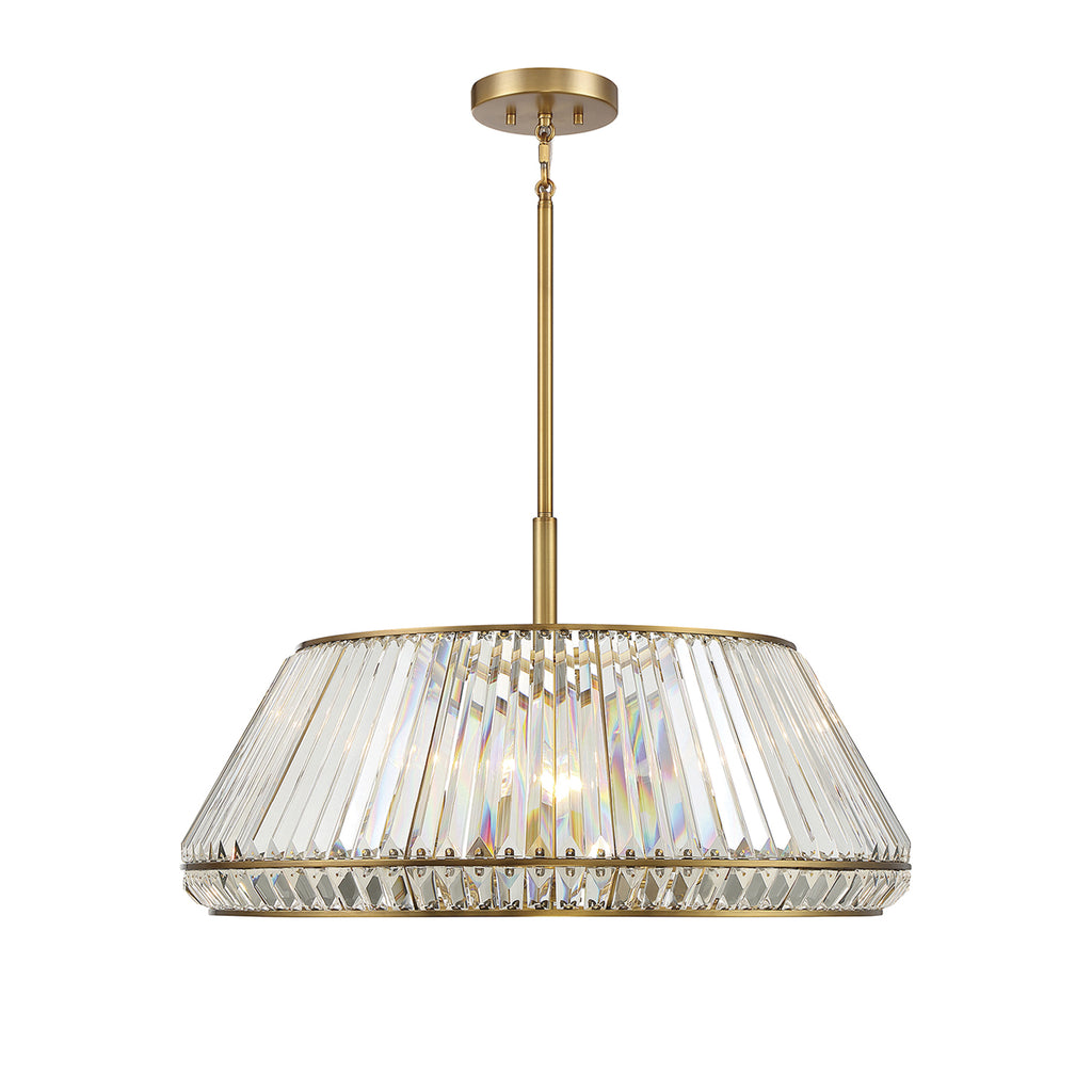 Beverly Hills Glamour 6 Light Pendant in Warm Brass Finish