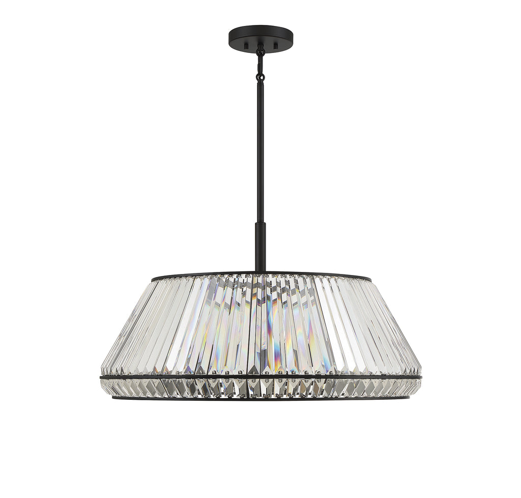 Beverly Hills Glamour 6 Light Pendant in Matte Black Finish  | Alternate View