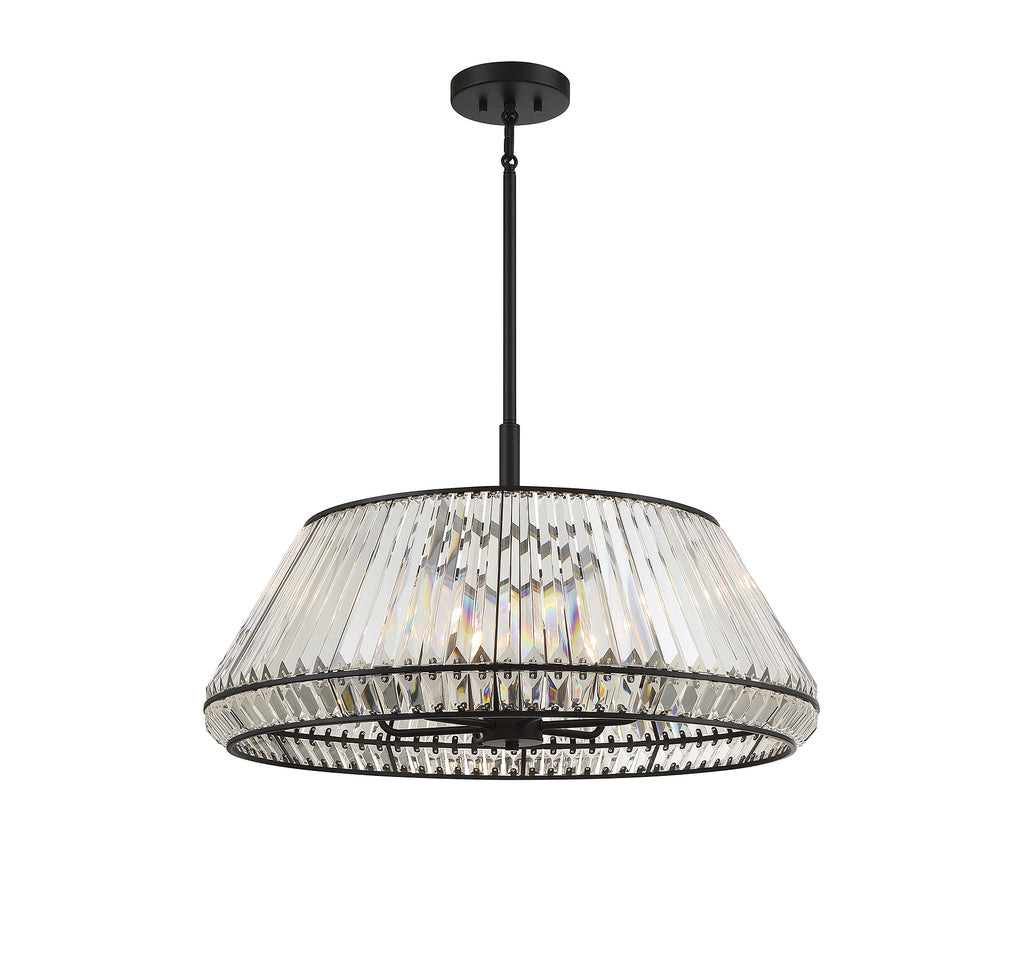 Beverly Hills Glamour 6 Light Pendant in Matte Black Finish | Alternate View