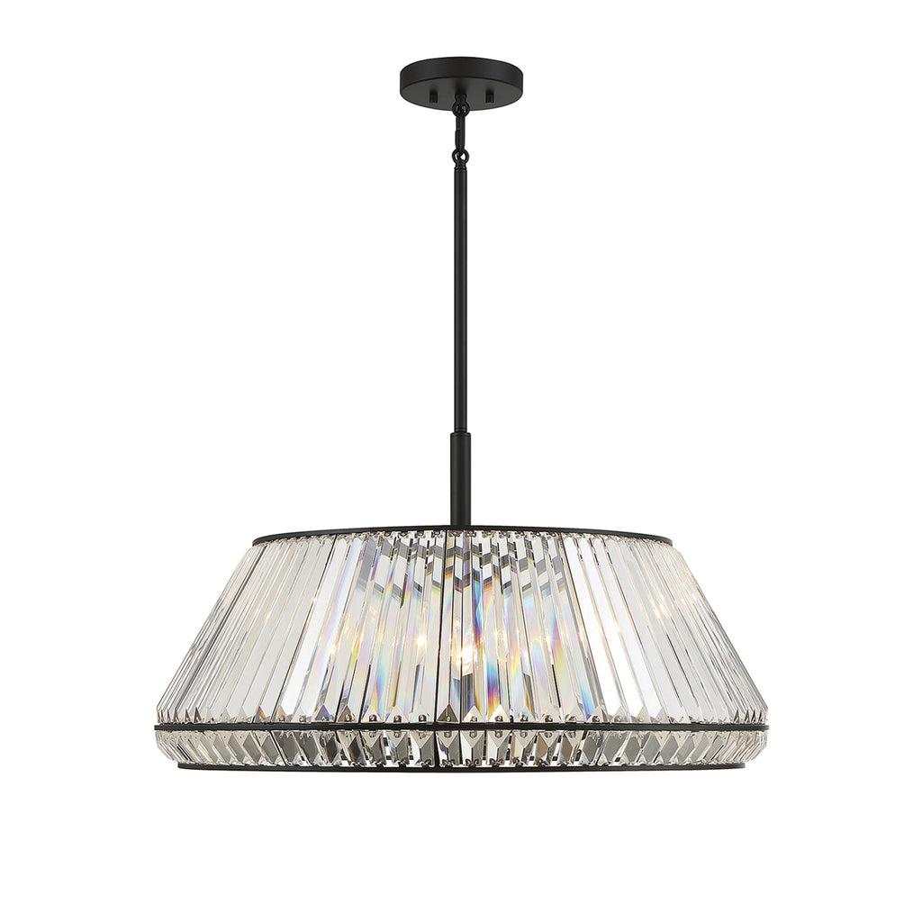 Beverly Hills Glamour 6 Light Pendant in Matte Black Finish 