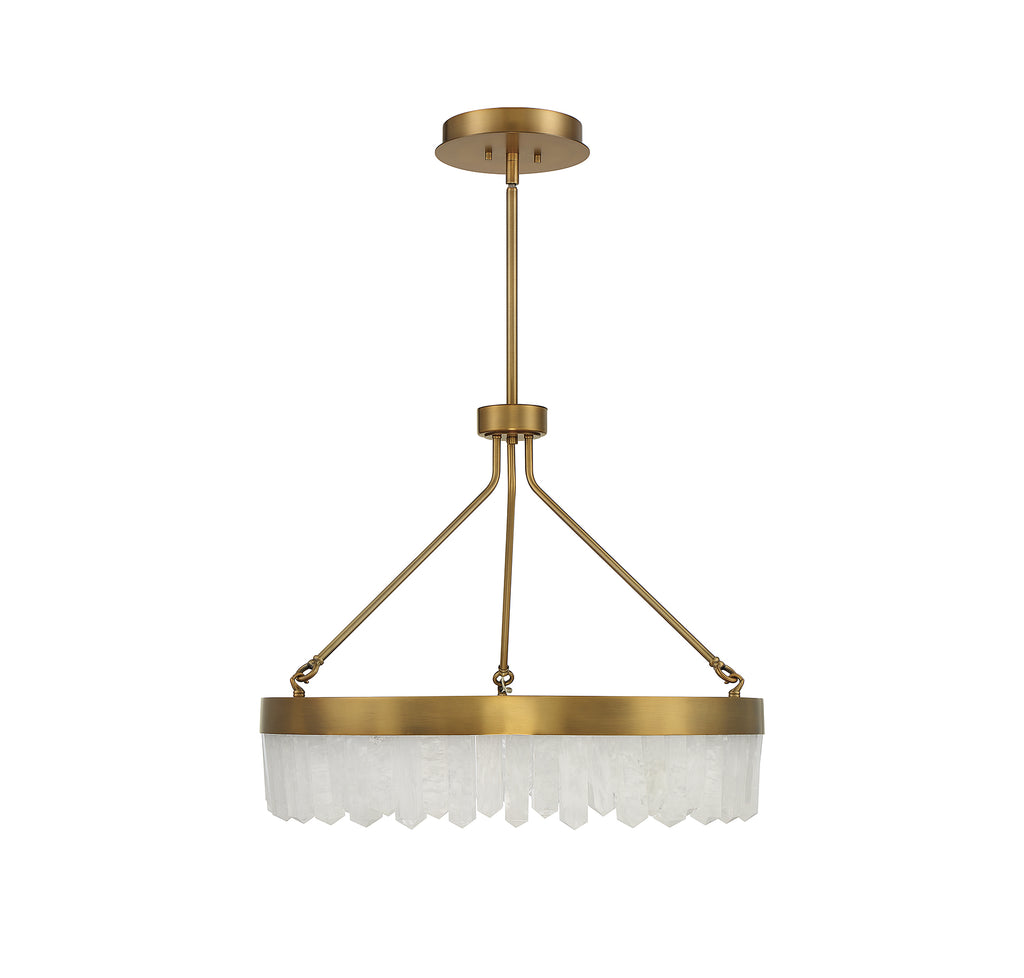 Warm Brass Glam Pendant Light | Calcite Crystals | LED Illumination | Alternate View