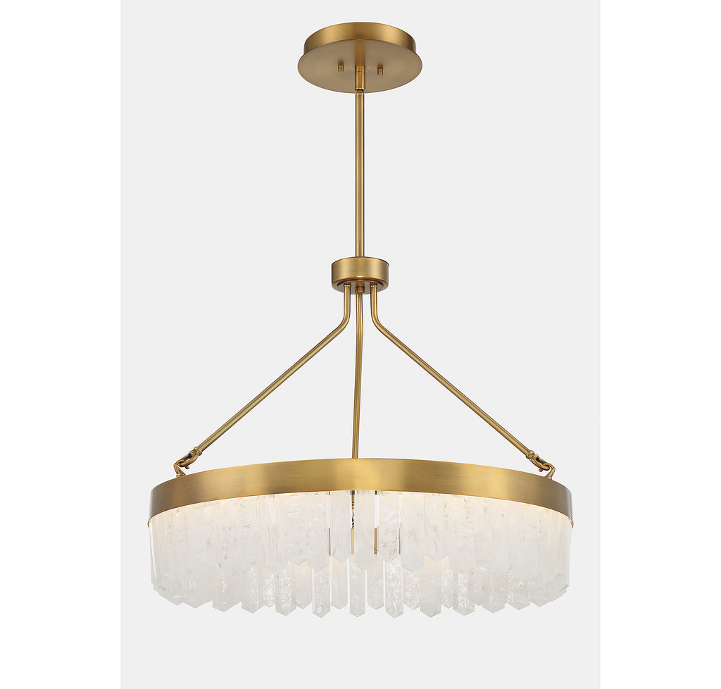 Warm Brass Glam Pendant Light | Calcite Crystals | LED Illumination | Alternate View