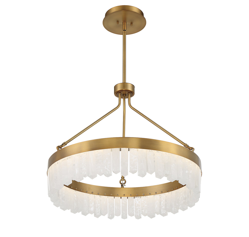 Warm Brass Glam Pendant Light | Calcite Crystals | LED Illumination | Alternate View