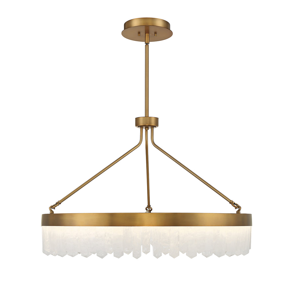 Warm Brass Glam Pendant Light with Calcite Accents