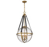 Warm Brass 4 Light Pendant with Seeded Glass Orb and Leather Straps | Alternate View