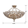 Beverly Hills Glamour 5 Light Ceiling Mount Distressed Twilight | Item Dimensions