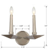 Polished Nickel Wall Sconce - Modern 2 Light Fixture | Item Dimensions