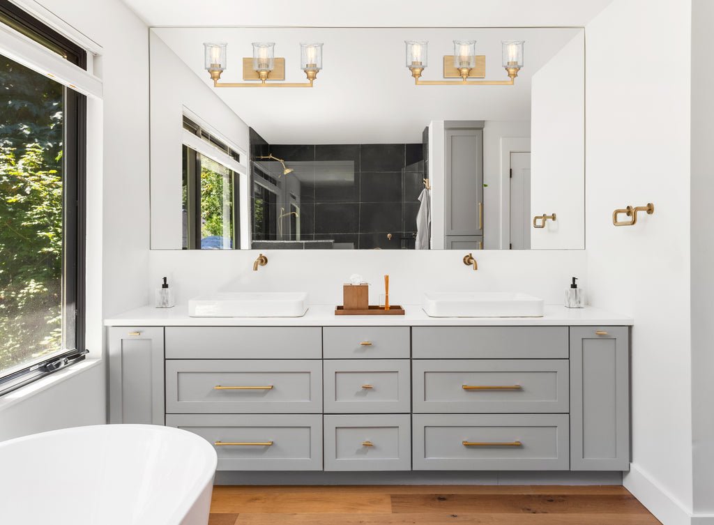 Bryant Park Bathroom Vanity Light - Warm Brass Finish | Lifestyle View