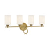 Bryant Park 4 Light Traditional Bath Fixture in Warm Brass | Alternate View