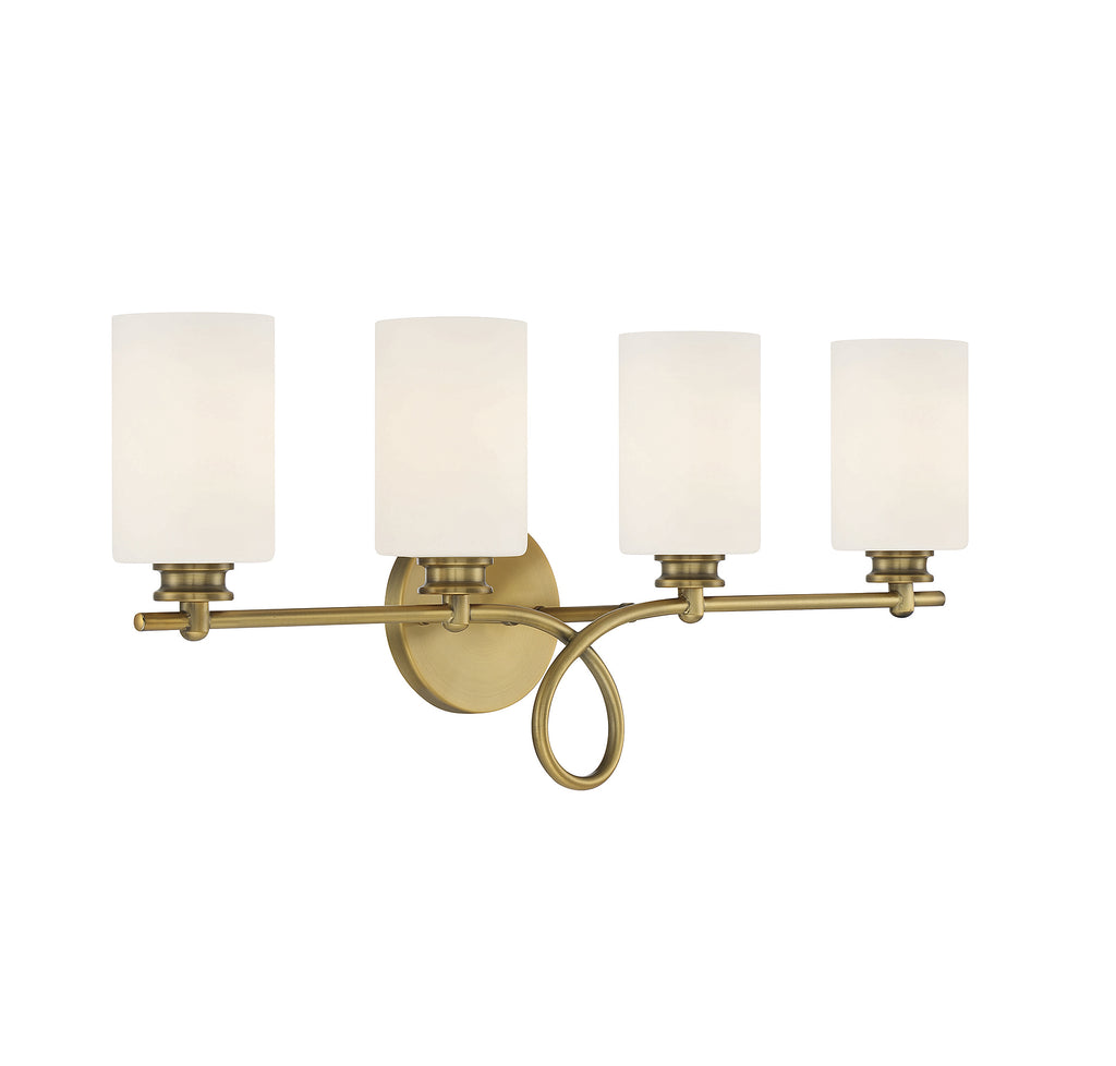 Bryant Park 4 Light Traditional Bath Fixture in Warm Brass | Alternate View