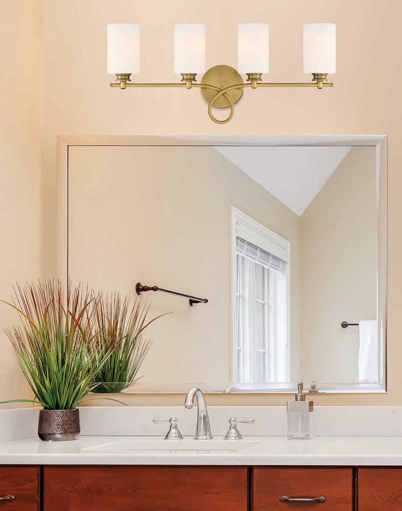 Bryant Park 4 Light Traditional Bath Fixture in Warm Brass | Lifestyle View