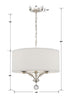 Polished Nickel Mini Chandelier with 3 Lights - Bryant Park Modern/Contemporary Lighting Fixture | Item Dimensions