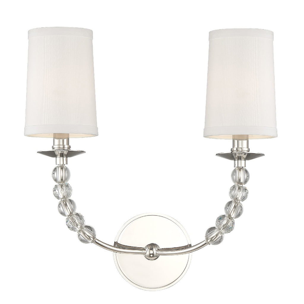 Polished Nickel Wall Mount Light Fixture with 2 Lights - Modern/Contemporary Design