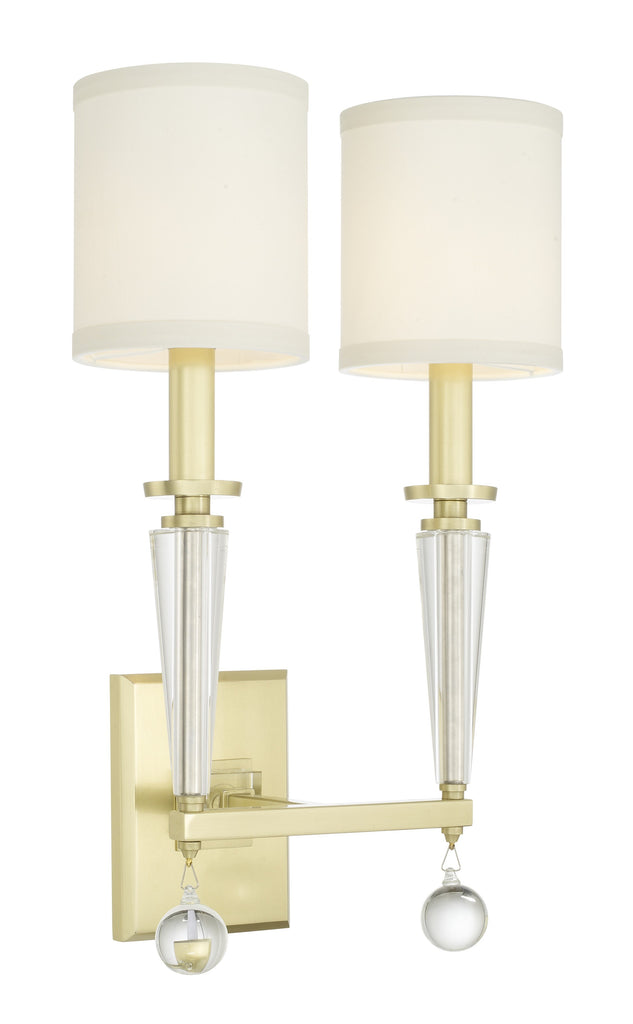 Modern Aged Brass Wall Mount with Bryant Park 2 Light Fixture | Alternate View