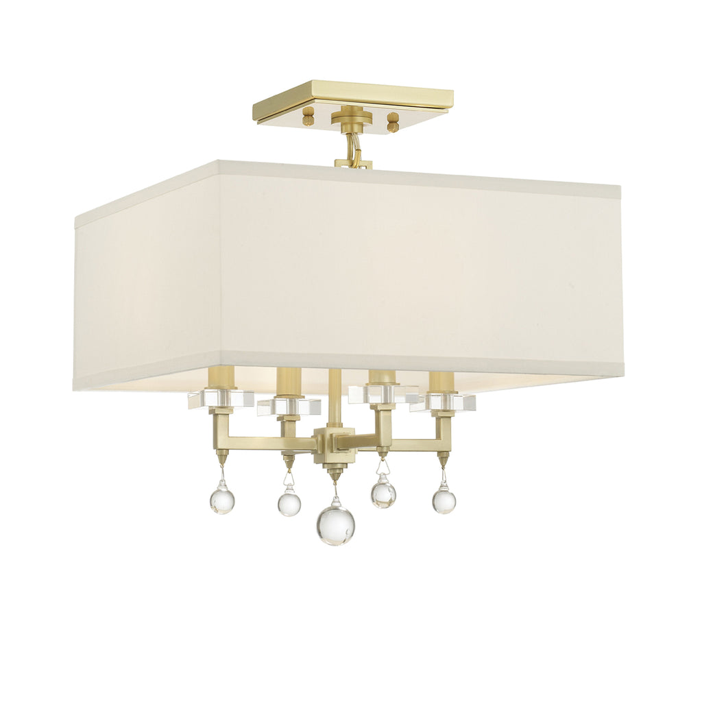 Bryant Park 4 Light Modern Ceiling Mount in Polished Nickel and Aged Brass