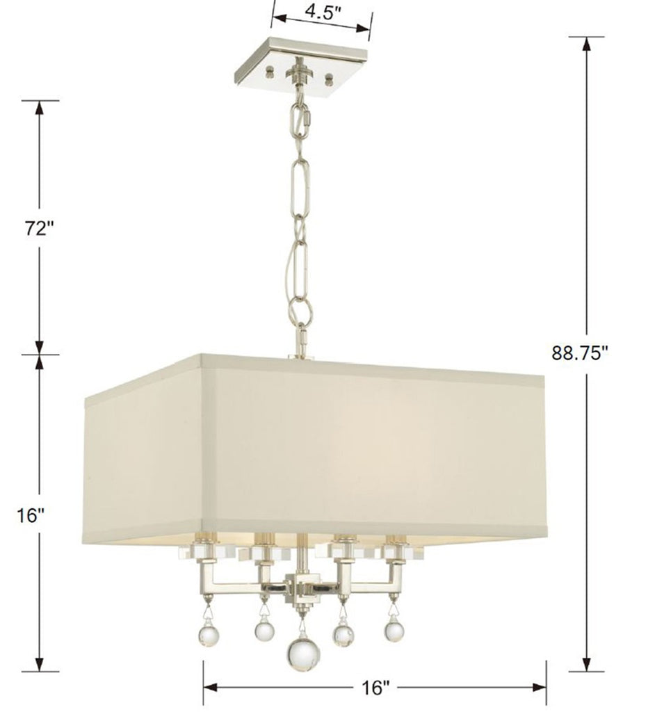 Bryant Park 4 Light Modern Ceiling Mount in Polished Nickel and Aged Brass | Item Dimensions