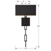 Modern Wall Mount Light - Melrose & Madison Collection - Home Lighting | Item Dimensions