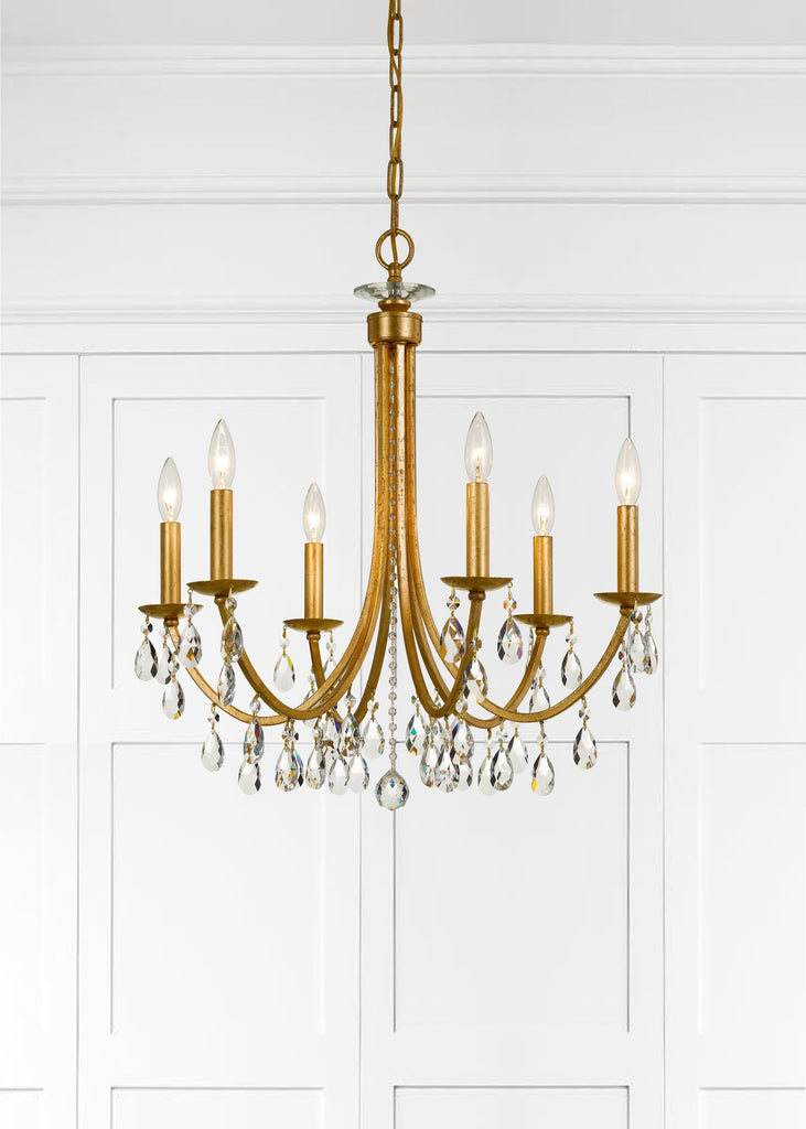 Sleek Crystal Bead Chandelier Polished Chrome Antique Gold | Lifestyle View