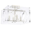Modern 4-Light Ceiling Mount in Polished Nickel with Lucite and Geometric Crossbars
