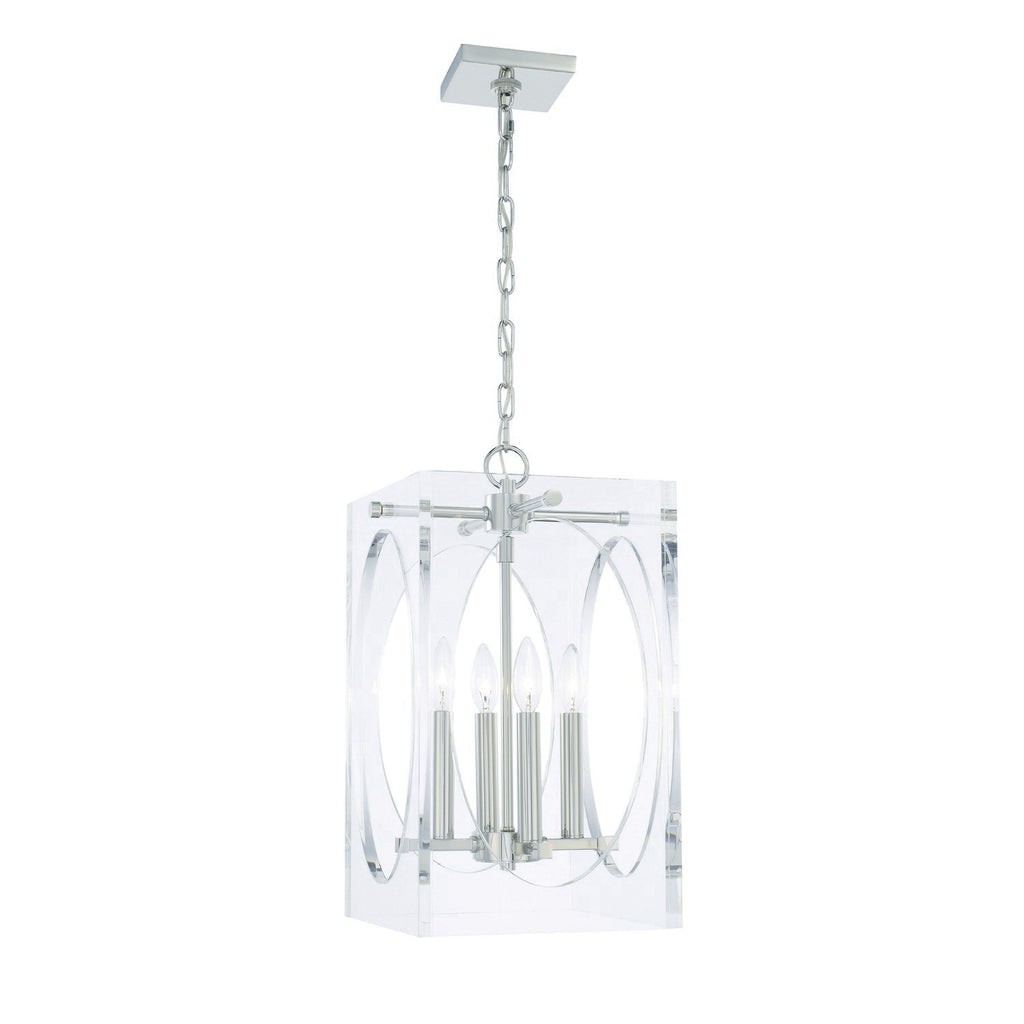 Modern Chandelier with Lucite and Nickel