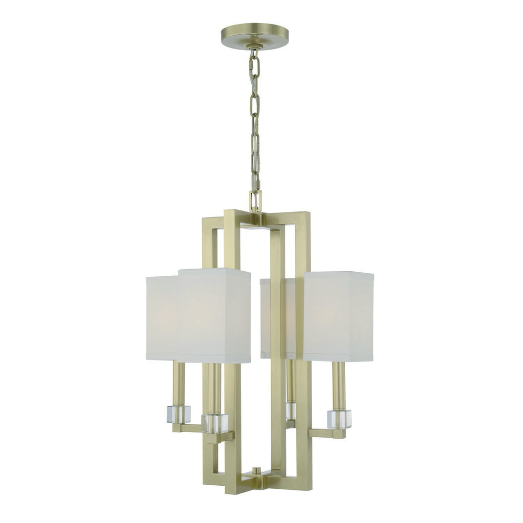 Bryant Park 4-Light Chandelier in Polished Nickel and Aged Brass Finish