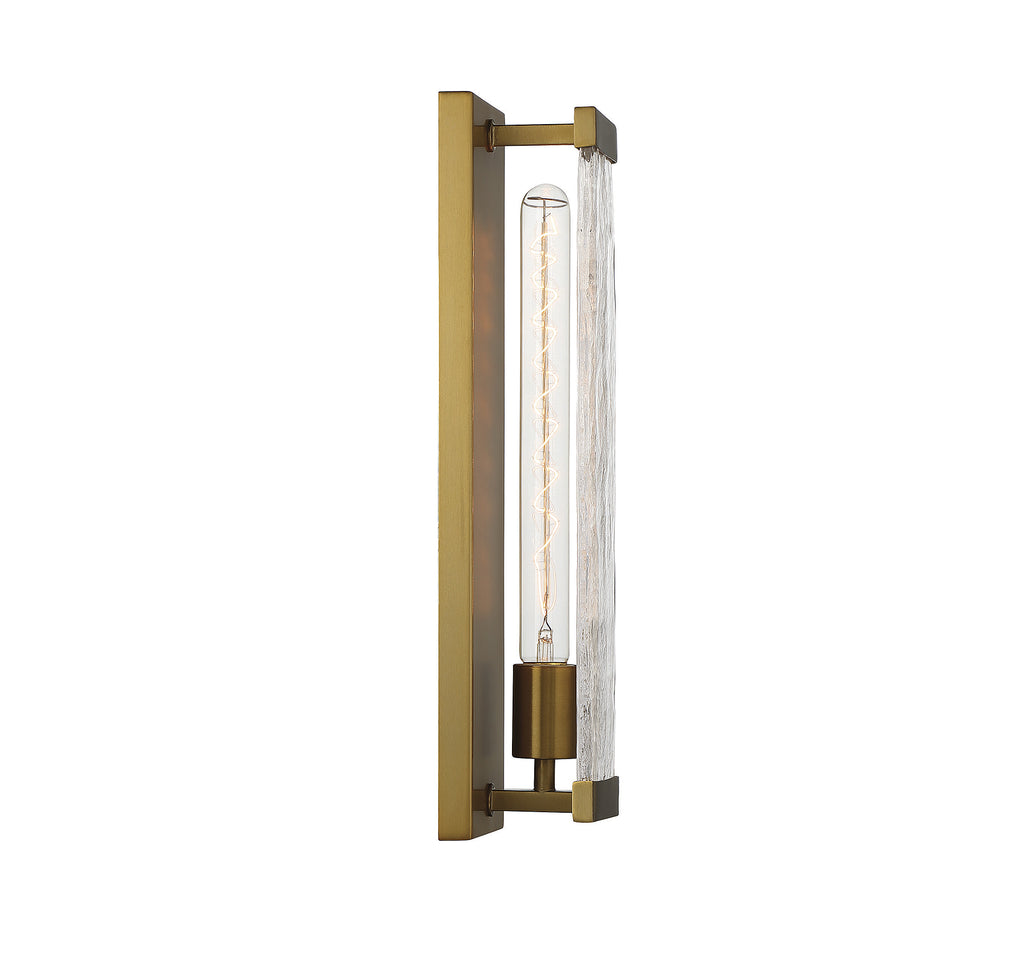 SoHo Chic Industrial Sconce with Piastra Glass Texture | Alternate View
