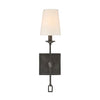 Farmhouse Sconce Oxidized Black Metal White Fabric Shade