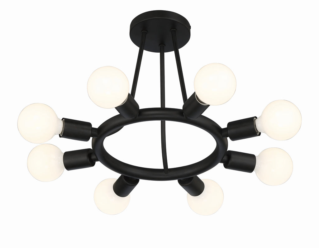 Hampton Retreat 8-Light Ceiling Mount in Black Charcoal Bronze | Alternate View