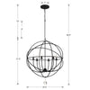 Hampton Retreat 6-Light Transitional Chandelier in Black and Silver | Item Dimensions