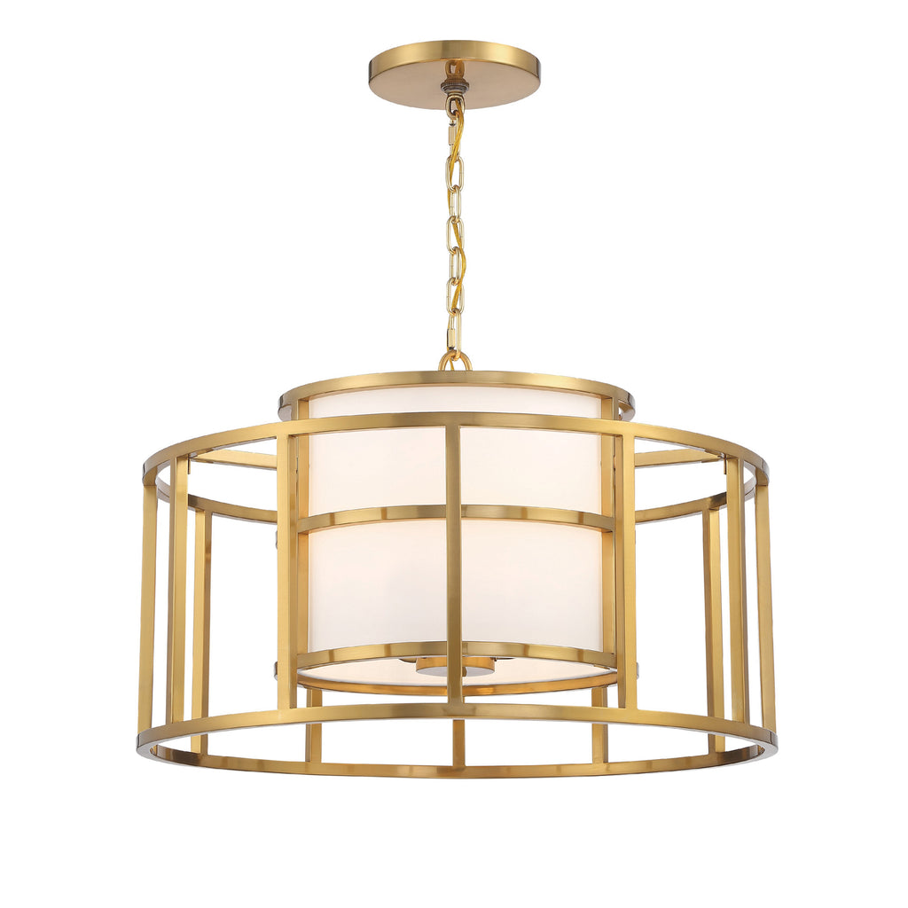 Contemporary Chandelier in White Silk Shade