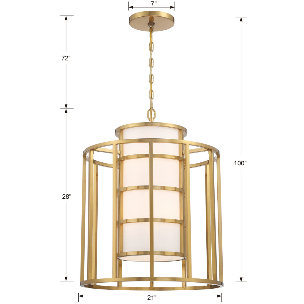 Contemporary Chandelier with Metal Drum Frame and White Silk Shade | Item Dimensions