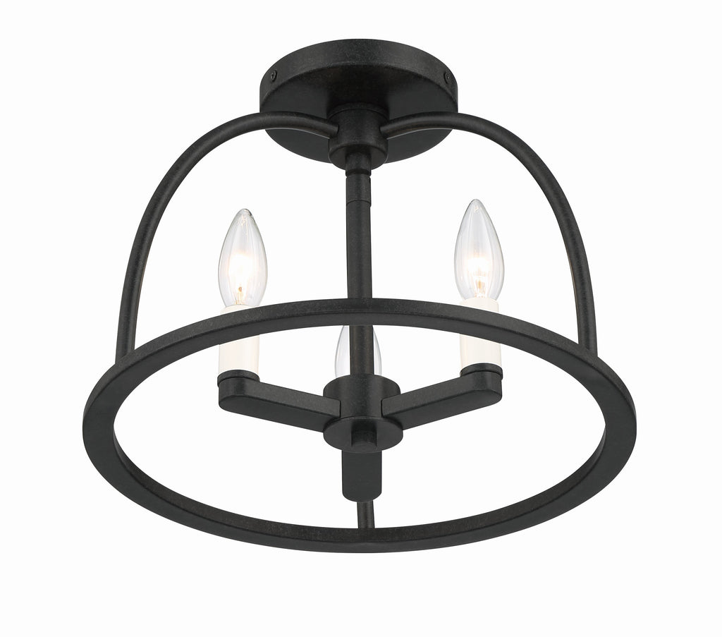 Hampton Retreat 3 Light Ceiling Mount in Black and Vibrant Gold | Alternate View