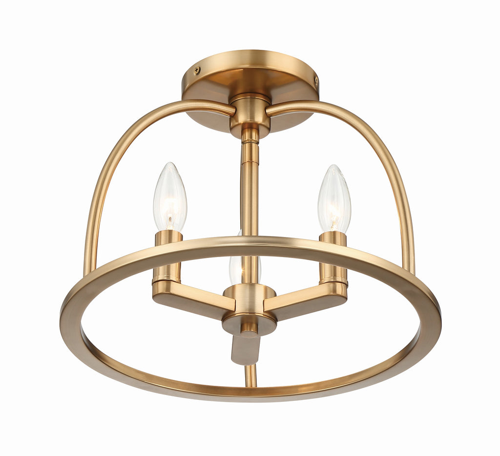 Hampton Retreat 3 Light Ceiling Mount in Black and Vibrant Gold  | Alternate View