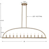 Hampton Retreat 11-Light Modern Chandelier in Black and Gold | Item Dimensions