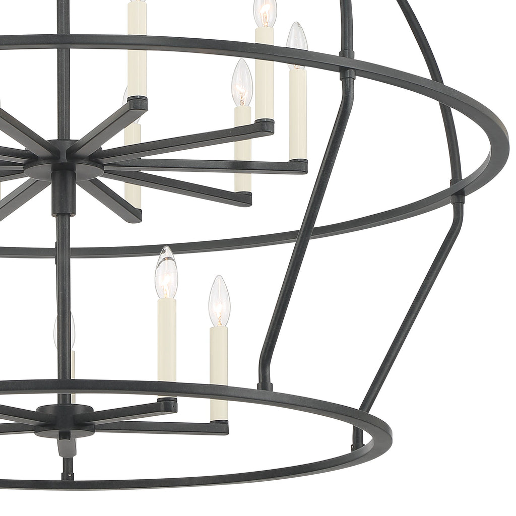 Hampton Retreat 15 Light Modern Chandelier in Black & Gold | Alternate View