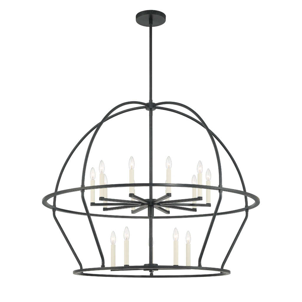 Hampton Retreat 15 Light Modern Chandelier in Black & Gold