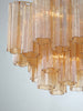 Empire State Modern Chandelier | Aged Brass & Polished Chrome | Tronchi Glass Design | Alternate View