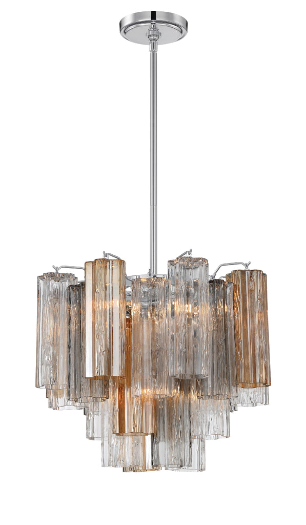 Empire State Modern Chandelier | Aged Brass & Polished Chrome | Tronchi Glass Design | Alternate View