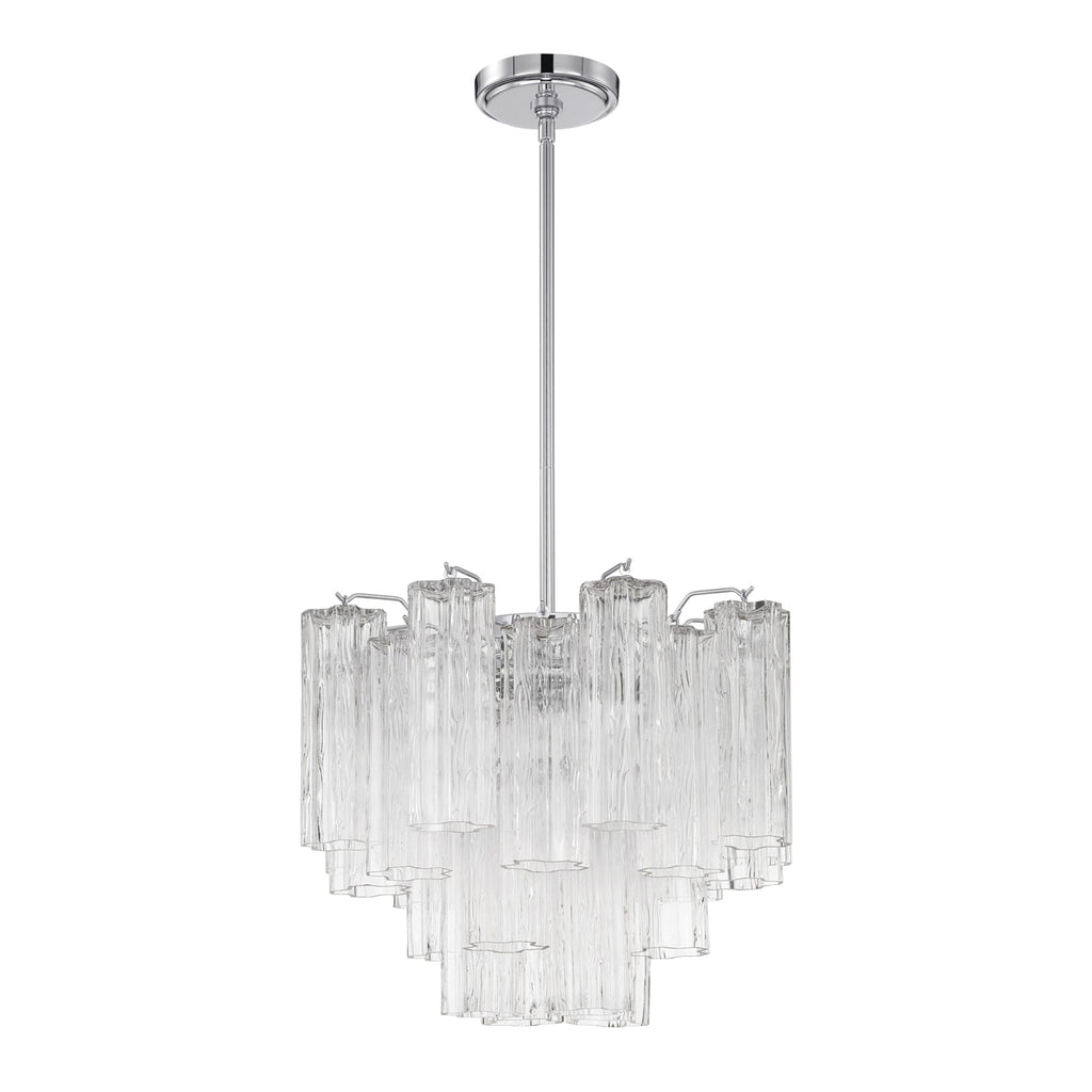 Empire State Modern Chandelier | Aged Brass & Polished Chrome | Tronchi Glass Design