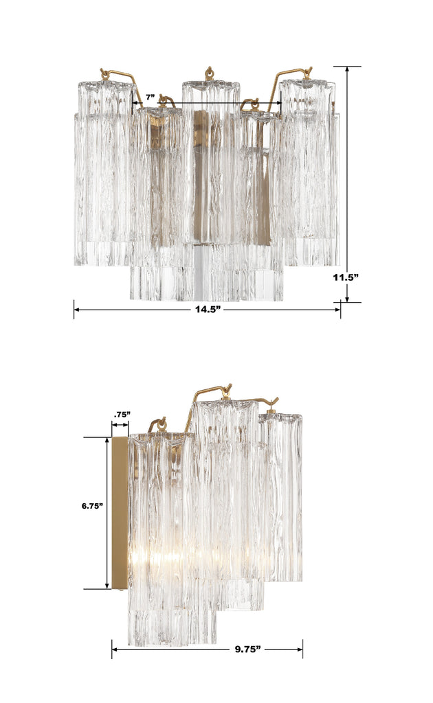 Modern Wall Sconce - Aged Brass & Polished Chrome Lighting | Item Dimensions