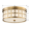 Vibrant Gold Bryant Park 2 Light Modern/Contemporary Ceiling Mount Fixture | Item Dimensions