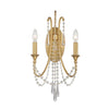 Hollywood Hills 2-Light Wall Mount in Antique Gold and Silver