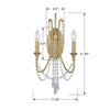 Hollywood Hills 2-Light Wall Mount in Antique Gold and Silver | Item Dimensions