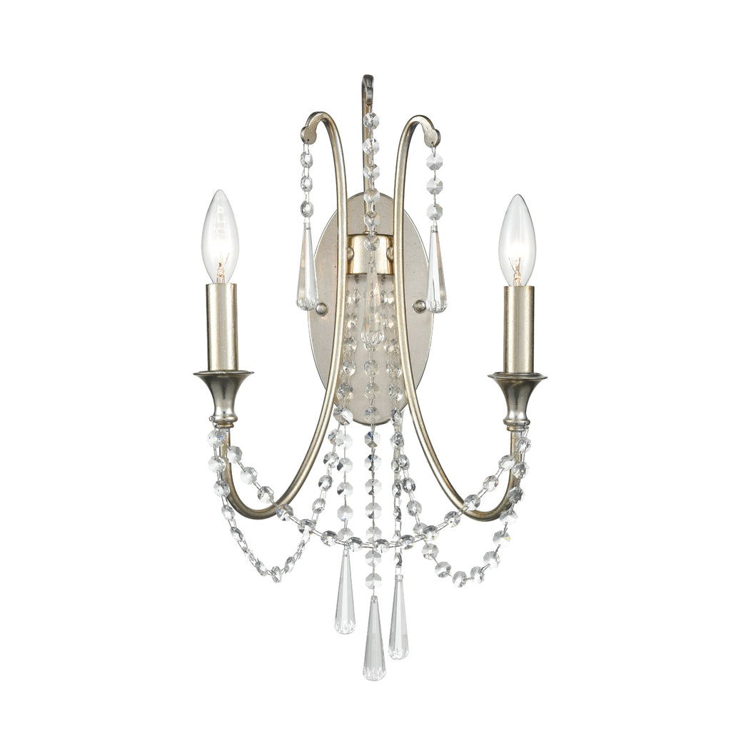 Hollywood Hills 2-Light Wall Mount in Antique Gold and Silver