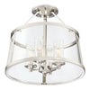 Transitional 4-Light Semi-Flush Mount in Weathered Brass and Polished Nickel Finish | Alternate View